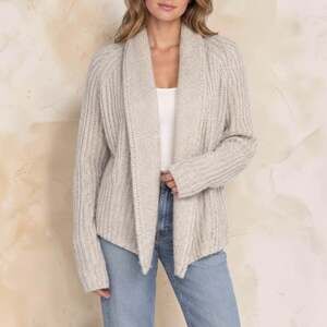 VINCE Alpaca Wool Cardigan Chunky Knit Italian Yarn Ivory Cream Lagenlook Cozy